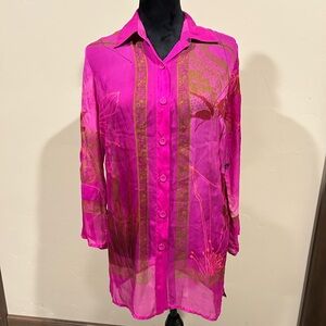 Silk Sheer Button-Up Blouse